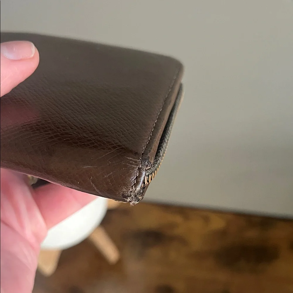 Louis Vuitton Brown Leather Zip Around Wallet